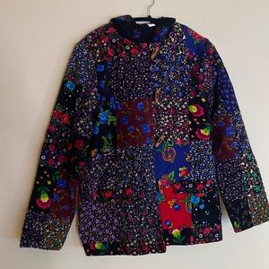 100% Turkish cotton patchwork boho cottage core jacket large with hood